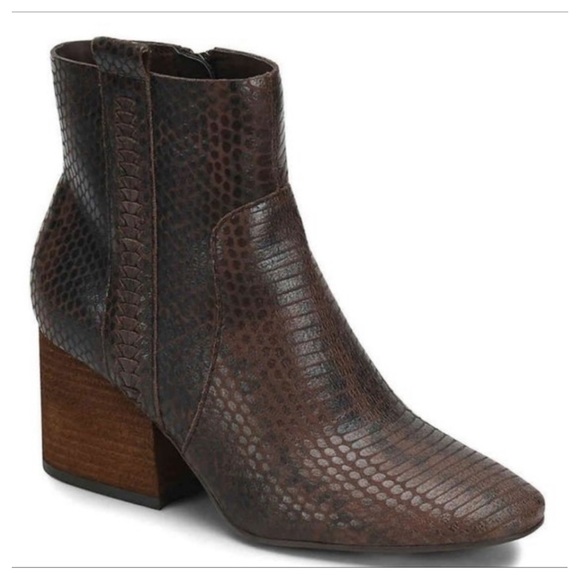 Kork-Ease Shoes - Kork-Ease Leyland Ankle Snake Embossed Leather Bootie Brown Women's Size 8.5